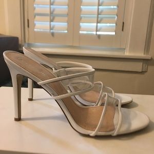 Bettye Muller vinyl slide sandal heels - white & clear - size 10